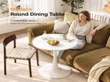 Round Tulip Dining Table, 27.6 Inch Circular Kitchen Table for 2 People, Melamine Laminated MDF 09175946