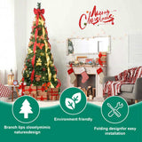 7.5FT Pop-Up Christmas Tree with 200 Warm White UL Lights Pre-Decorated with Red & Gold Ornaments, 92970321