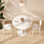 ZUN White Round Table, Modern Dining Table, MDF Top and Steel Base Tulip Round Kitchen Table, Mid W2641P192316