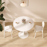 White Round Table, Modern Dining Table, MDF Top and Steel Base Tulip Round Kitchen Table, Mid W2641P192316