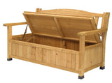 Outdoor Wooden Storage Bench, Large Deck Box with Seating & Armrest, Patio Organizer Loveseat for 55255892