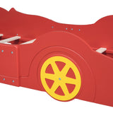 Twin Size Race Car-Shaped Platform Bed with Wheels,Red WF298789AAJ