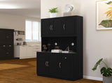 71" Kitchen Pantry Storage Cabinet with Microwave Oven Countertop, Freestanding Hutch Cabinet with W282P170918