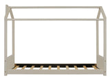 Twin Size Velvet House Bed Wood Bed, Beige 13139946