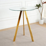 Modern Kitchen Glass dining table ROUND Tempered Glass 31.5" BAR Table top,Clear BAR Table Metal GL-W210P195510