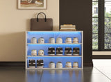 White Glass Door Shoe Box Shoe Storage Cabinet With RGB Led Light W331P214186