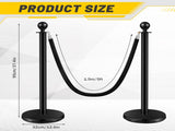 4 PCS Black Stanchions with Black Velvet Rope - Exhibition Crowd Control Poles,with Sand Injection 21045268