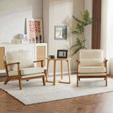 Oak Armrest Oak Upholstered Single Lounge Chair Indoor Lounge Chair Off-White 68954457