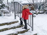 Silver Outdoor 3-Step Iron Handrail 22095406