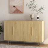Black Modern Buffet Cabinet with Storage, Fluted Sideboard Large Buffet with Adjustable Shelves, W1321P307871