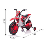 ZUN 12V Kids Ride on Toy Motorcycle, Electric Motor Toy Bike with Training Wheels for Kids 3-6, Red W2181137972