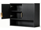 2-Door 3-Tier Slatted-Front Bathroom Wall Cabinet Melamine-Faced MDF 22.8*8*24.5in Black 32886927