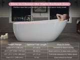 55" Acrylic Freestanding Bathtub, Stylish Deep Soaking Bathtub with Pop-up Drain & Integrated W1920P386218