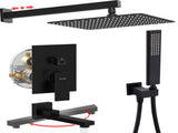 Male NPT Matte Black Shower System, 12 Inch Shower Fixtures Rain Shower Head with Handheld Shower 65592265
