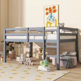 Full Rubber Wood Loft Bed with Ladder,Grey W504P283515