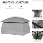 ZUN 10' x 13' Patio Gazebo Canopy, Double Vented Roof, Steel Frame, Curtain Sidewalls, Outdoor Sun Shade W2225142539