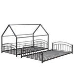 ZUN Twin Over Twin Metal Bunk Bed With Slide,Kids House Bed Black+Red 88600955