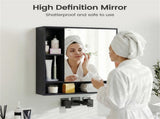 2 in 1 Mirrored Bathroom Wall Cabinet, Space-Saving Medicine Cabinet with Hidden Storage & Shelves 16479845