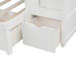 ZUN Twin over Full/Twin Bunk Bed, Convertible Bottom Bed, Storage Shelves and Drawers, White 05530338