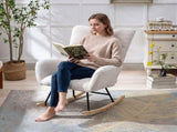 Teddy Fabric Wingback Glider Rocker with Side Storage Pocket, Soft Comfy Nursing Rocking Chair, 74089251