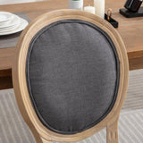 A&A Furniture,French Style Solid Wood Frame Antique Painting Linen Fabric Back Dining Chair,Set of W1143141071