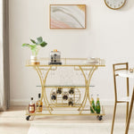 ZUN Electroplated Glass Bar Cart, With Wine Rack And Glass Holder, For Kitchen, Serving, Hotel Gold 59267450