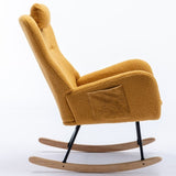 ZUN 35.5 inch Rocking Chair with Pocket, Soft Teddy Fabric Rocking Chair for Nursery, Comfy Wingback W1372105257