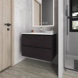Smoot Floating Vanity with Two Drawers and Sink, Wengue B128P314804