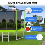 ZUN 10FT Trampoline for Kids, Basketball Hoop and Ladder, Outdoor Kids Trampoline with Safety K1163P147346