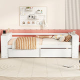 Twin Size Daybed with Shelves and Drawers, White WF324220AAK