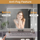 Aluminium Medicine Cabinet Mirror, 35 x 28 Inches Medicine Cabinet with 3 Colors LED Light and W2700P269440