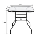 ZUN Outdoor Dining Table Square Toughened Glass Table Yard Garden Glass Table 42490805