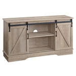 ZUN Oak TV Stand with 2 Sliding Barn Doors B062P182853