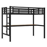 Metal Twin XL Size Loft Bed with Power Outlet and LED Lighted, Space-Saving, Noise Reduced, Black W1580P251090