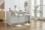 ZUN Bar Stools Set of 2 Modern White PU Counter Height Barstool, High Padded Swivel Adjustable Barstools W794P193339