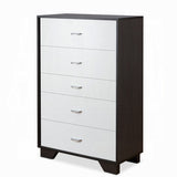 ZUN White and Espresso 5-Drawer Chest B062P209032