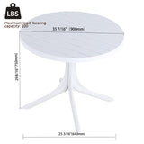 Modern White Round Plastic Table 36 Inch Indoor/Outdoor Dining Table & Coffee Table, Lightweight W3450P323346