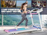 Compact Folding Treadmill for Home - 2.5HP Quiet Brushless Motor, 3-Level Incline, 7.5 MPH, Shock 12501438
