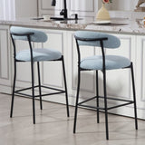26'' Counter height bar stools Teddy fabric cover kitchen island counter bar stool with black powder 75733996