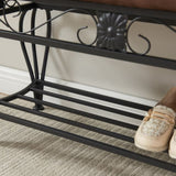 ZUN Shoe Rack Bench for, Industrial Bench, Rustic Shoe Rack for Small Spaces, Upholstered 14447507
