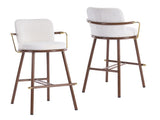 Chaya Indoor Upholstered Bar Stool with Metal Frame, Walnut Finished and Beige Upholstery, Set of 2 N775P340830B