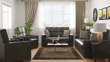 PrimeNest ZenAero Collection Upholstered Convertible Loveseat with Storage, Black-PU B030P281754