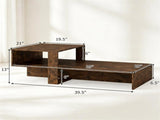 2-Tier Modern Geometric Coffee Table Engineered Wood Low Center Table with Storage Shelf, Waterproof 39393692