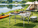 24x16in Folding Camping Table, Adjustable Height Portable Side Table with Mesh Layer & Carrying 95167126
