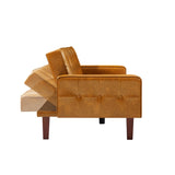 Brown Convertible Double Folding Room Sofa Bed, PU Leather, Tufted Buttons, Suitable for 67482142