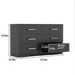 ZUN Black color Large 6 drawers chest of drawer dressers table with golden handle（Mirror not included） 11810823