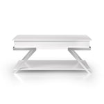 ZUN Contemporary Style White 1pc Coffee Table Lift Top Design High Gloss Finish Chrome Frame Living Room B011P207454