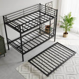Twin Bunk Bed with Trundle Metal Bunkbeds with Ladder and Full-Length Guardrail, Noise Free, No Box W840P196829