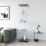 ZUN Glass Display Cabinet 4 Shelves with Door, Floor Standing Curio Bookshelf for Living Room Bedroom W1806P197872