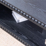 Black Beaded Edge Coffee Table 47.6" Rectangular Center Table with Open Storage Shelf, Modern W2729P309448